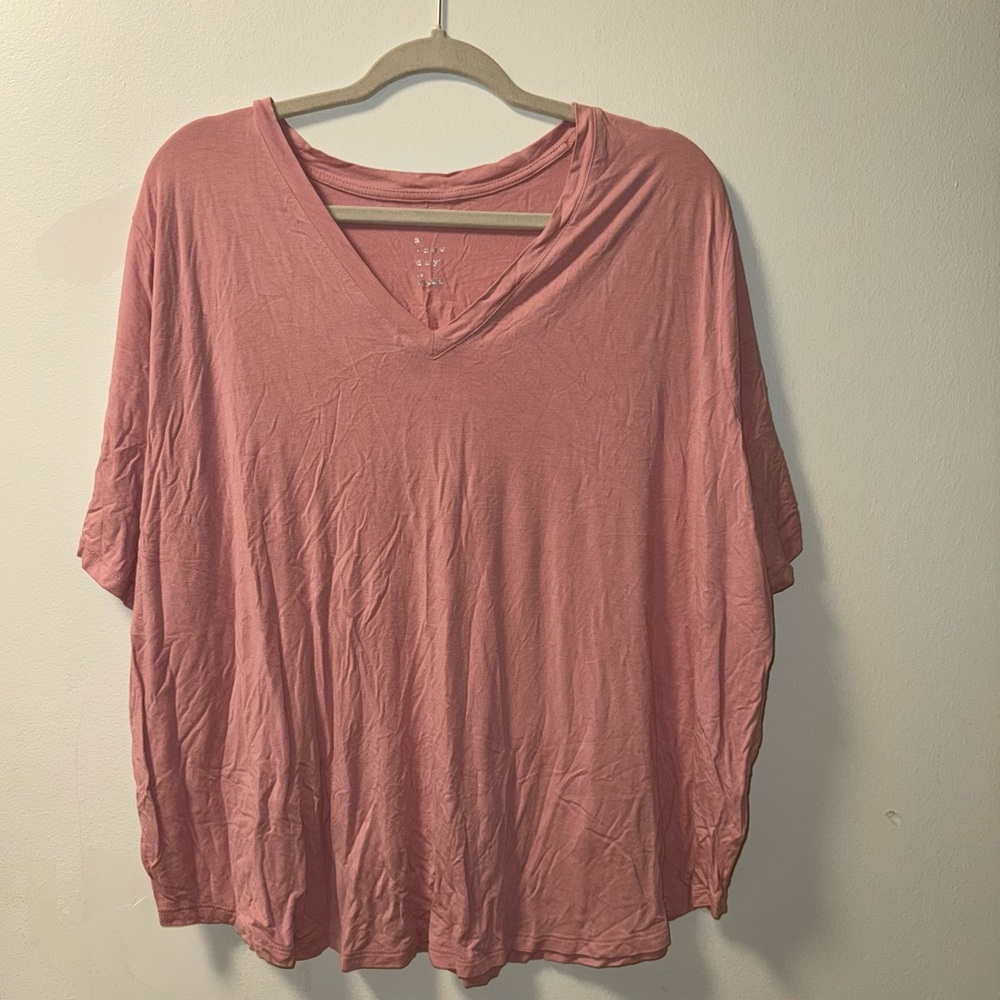 Women's Pink V-Neck Top
